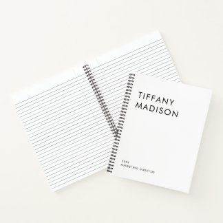 Carnet Monogramme Minimaliste Noir et Blanc Nom Année Per