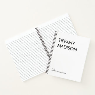 Carnet Monogramme Minimaliste Noir et Blanc Nom Année Per