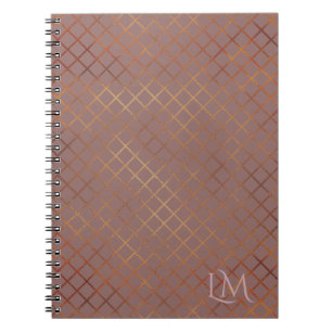 Carnet Monogramme Minimaliste Or & Taupe Rose Foncé
