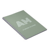 Carnet Monogramme Minimaliste Vert Thé Sage (Côté Droit)