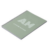Carnet Monogramme Minimaliste Vert Thé Sage (Côté gauche)