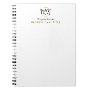 Carnet Monogramme Modèle élégant en or blanc moderne simp