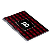Carnet Monogramme moderne à carreaux rouge et noir de Buf (Côté Droit)