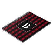 Carnet Monogramme moderne à carreaux rouge et noir de Buf (Côté gauche)