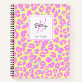 Carnet Monogramme Moderne à Motif de Peau de Léopard Rose (Devant)