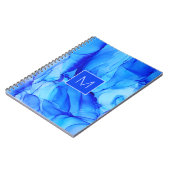 Carnet Monogramme Moderne Abstrait Lavis d'Encre Bleue (Côté gauche)