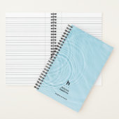 Carnet Monogramme Moderne aux Ondulations d'Eau Bleue Cla (À l'intérieur)