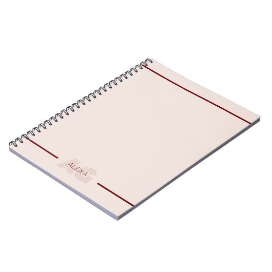 Carnet Monogramme moderne beige et vin (Côté gauche)