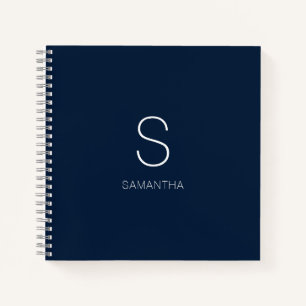 Carnet Monogramme moderne bleu minimaliste Nom