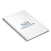 Carnet Monogramme Moderne Bleu Simple (Côté Droit)