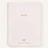 Carnet Monogramme moderne Blush Pink Gold Script (Devant)