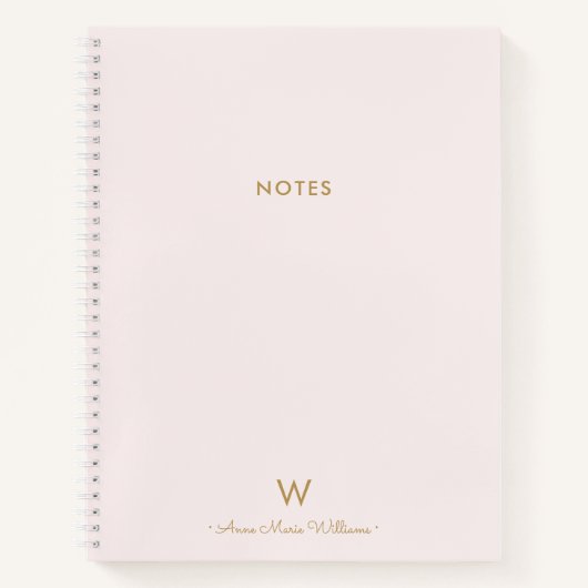 Carnet Monogramme moderne Blush Pink Gold Script (Devant)