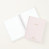 Carnet Monogramme moderne Blush Pink Gold Script (Intérieur)