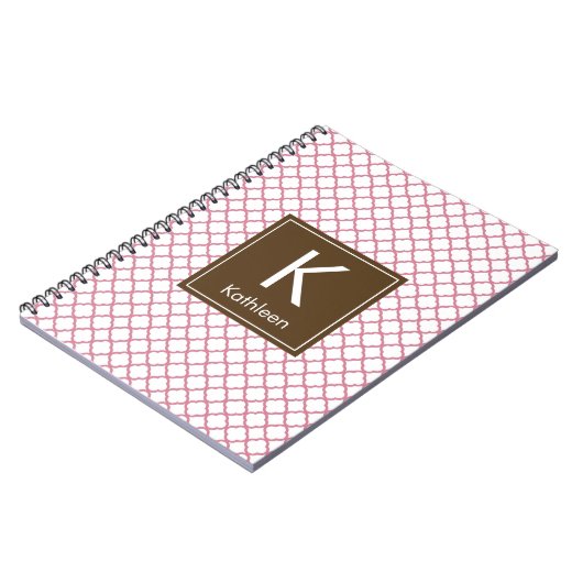 Carnet Monogramme moderne (Brown/rose) (Côté gauche)