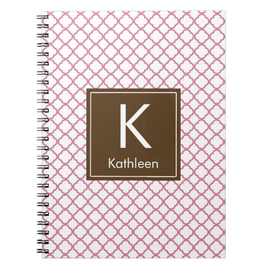 Carnet Monogramme moderne (Brown/rose) (Devant)