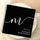 Carnet Monogramme moderne Calligraphie noir blanc Sketboo