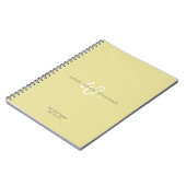 Carnet Monogramme Moderne Chartreuse Blanc en Script (Côté gauche)