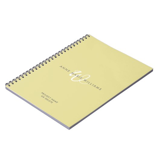 Carnet Monogramme Moderne Chartreuse Blanc en Script (Côté gauche)