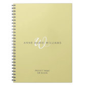 Carnet Monogramme Moderne Chartreuse Blanc en Script (Devant)