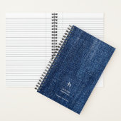 Carnet Monogramme Moderne Denim Bleu Usé Tendance (À l'intérieur)