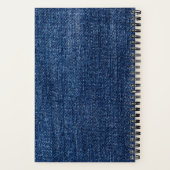 Carnet Monogramme Moderne Denim Bleu Usé Tendance (Verso)