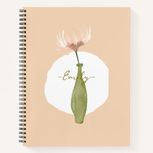 Carnet Monogramme moderne douce arrière - plan aquarelle (Devant)