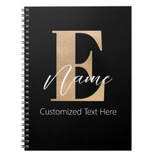 Carnet Monogramme moderne E & Nom initial Personnalisé