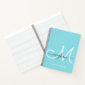 Carnet Monogramme moderne élégant bleu clair blanc (Intérieur)