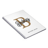 Carnet Monogramme moderne élégant Nom Black Gold Script (Côté Droit)
