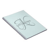 Carnet Monogramme moderne élégant Script Aqua Blue (Côté Droit)
