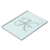 Carnet Monogramme moderne élégant Script Aqua Blue (Côté gauche)