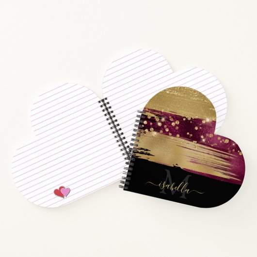 Carnet Monogramme Moderne Élégant Script Coeur (Intérieur)