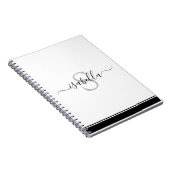 Carnet Monogramme moderne élégant Script noir (Côté Droit)