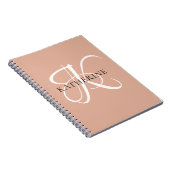 Carnet Monogramme moderne élégant Script rose pâle (Côté Droit)