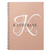Carnet Monogramme moderne élégant Script rose pâle (Devant)