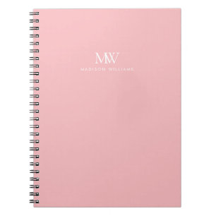 Carnet Monogramme Moderne Élégant Simple Rose