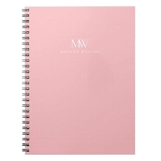 Carnet Monogramme Moderne Élégant Simple Rose (Devant)