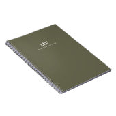 Carnet Monogramme Moderne Élégant Simple Vert Olive (Côté Droit)