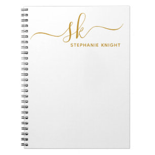 Carnet Monogramme Moderne en Or Calligraphie Personnalisé