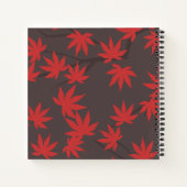Carnet Monogramme Moderne Feuille d'Érable Rouge Grise (Dos)