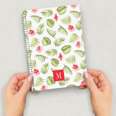 Carnet Monogramme moderne Feuilles de palmier vert