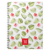 Carnet Monogramme moderne Feuilles de palmier vert (Devant)
