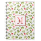 Carnet Monogramme Moderne Feuilles de Palmier Vertes (Devant)