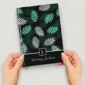 Carnet Monogramme Moderne Feuilles Vertes Botaniques i