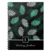 Carnet Monogramme moderne Feuilles verts botaniques i (Devant)