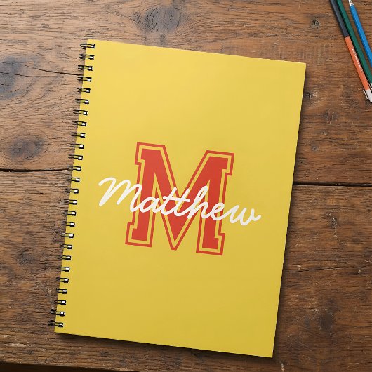 Carnet Monogramme Moderne Garçon Préppy Retour À L'École