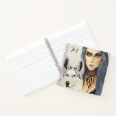 Carnet Monogramme moderne Glam Woman & Husky Wolf Dog (Intérieur)