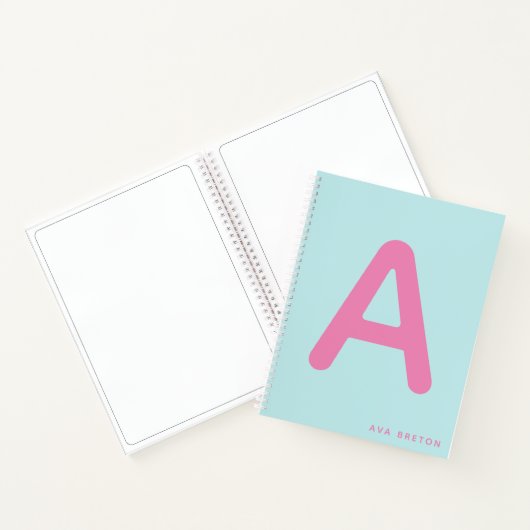 Carnet Monogramme moderne Gras initial rose rose (Intérieur)