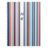 Carnet Monogramme moderne Gris Bleu Bleu Bleu Rouge (Devant)