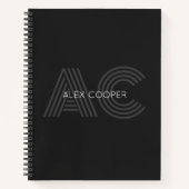 Carnet Monogramme moderne gris et noir (Devant)